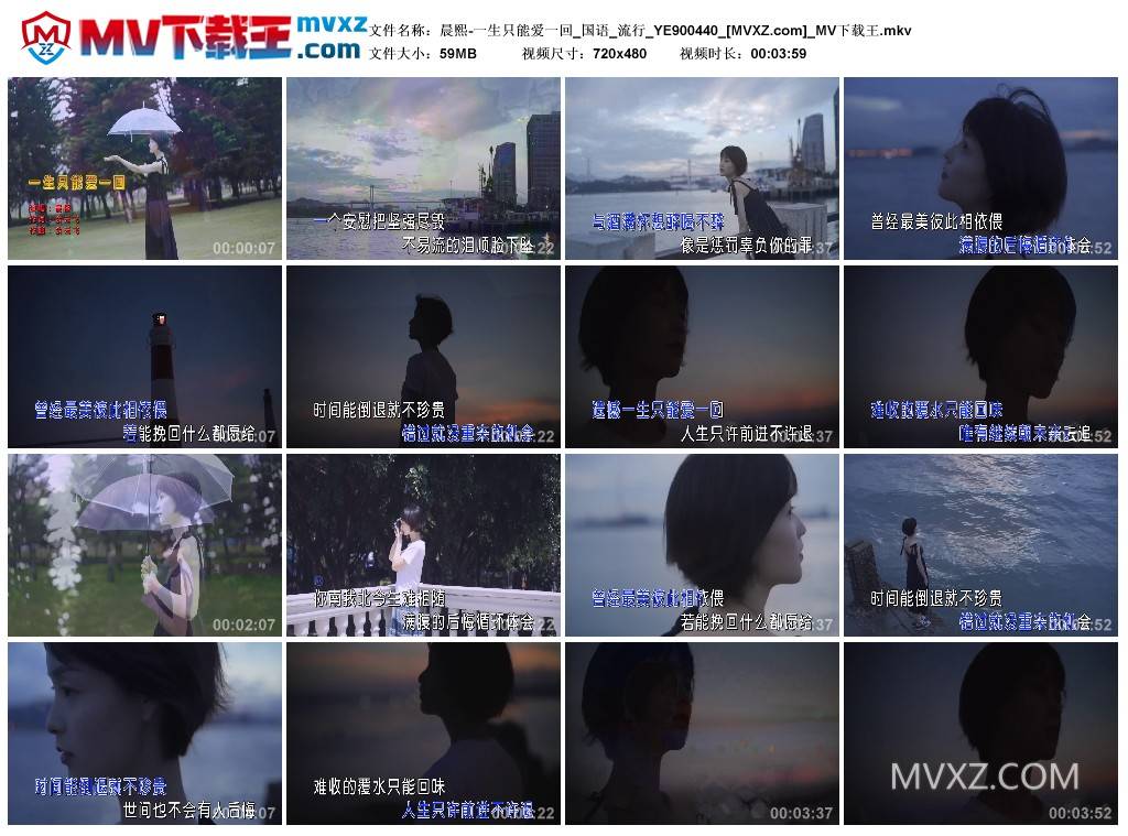 晨熙-一生只能爱一回_国语_流行_YE900440